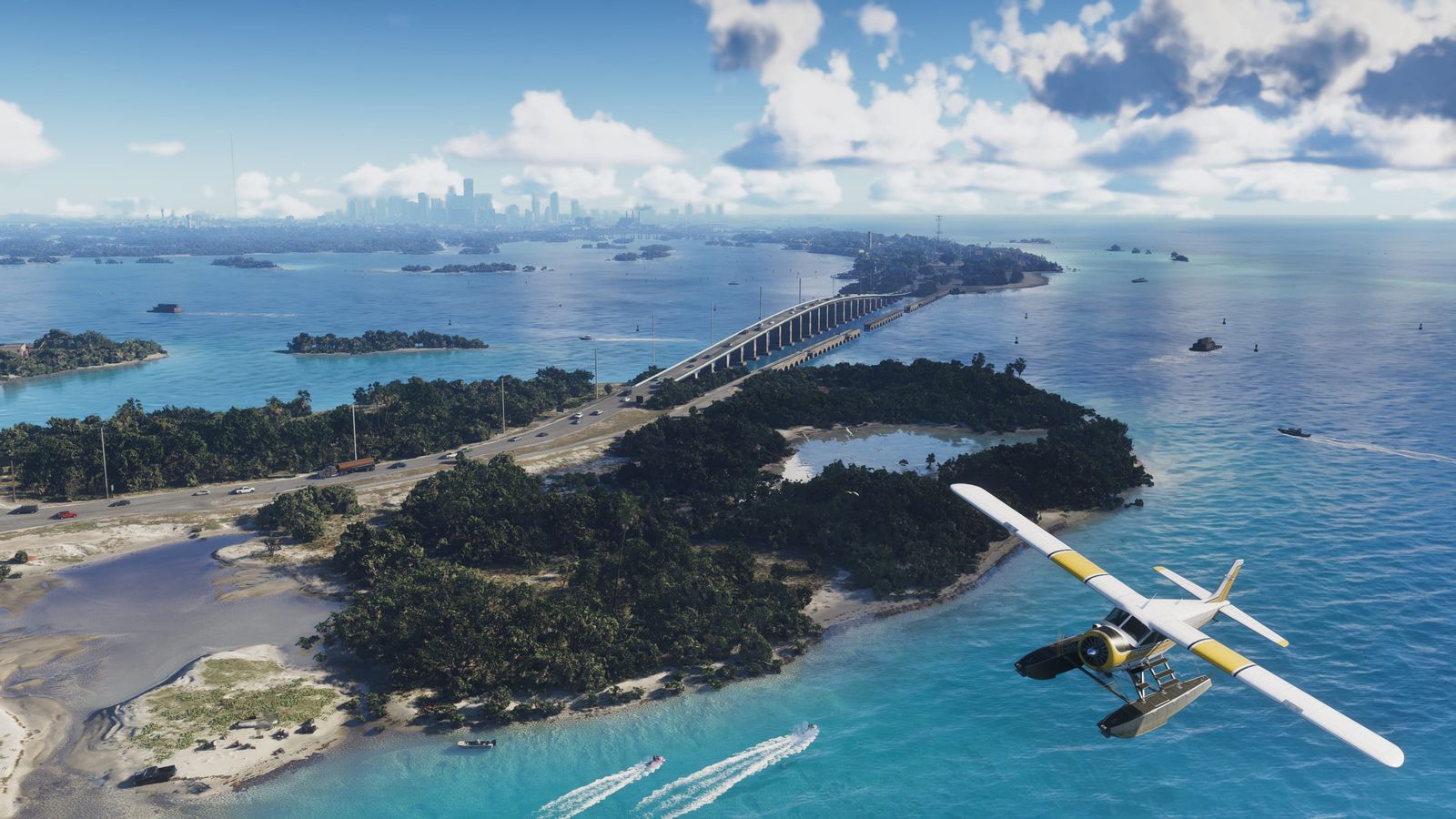 Aerial view over the Leonida Keys